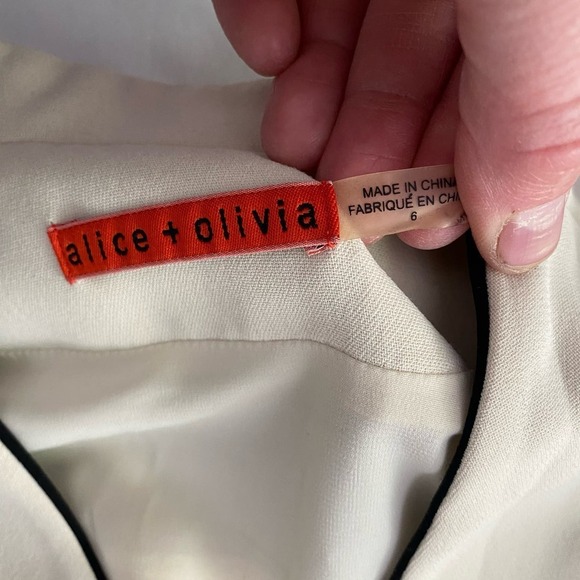 Alice + Oliva Cream Off White Black Oliver Draped Lapel Blazer Women's Size 6 - Picture 9 of 10